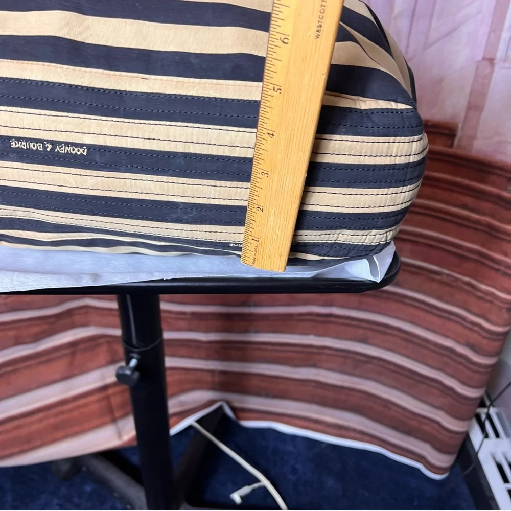 Dooney & Bourke Brown and Tan Striped Tote Bag with Leather Handles and Trim - Picture 9 of 15